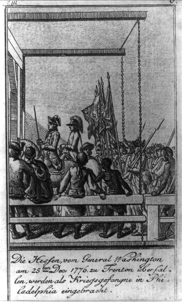 Die Hessen, vom General Washington am 25ten Dec. 1776, zu Trenton überfallen, werden als Kriegsgefangne in Philadelphia eingebracht LCCN2004670202