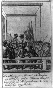 Die Hessen, vom General Washington am 25ten Dec. 1776, zu Trenton überfallen, werden als Kriegsgefangne in Philadelphia eingebracht LCCN2004670202