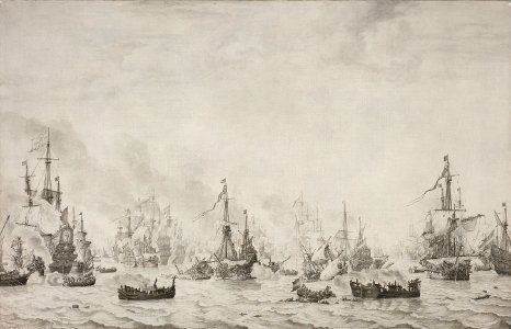 De zeeslag tegen de Spaanse Armada bij Duins Rijksmuseum SK-A-1363