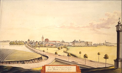 Die Graefl. Trautmannsdorfsche Stadt Giczin im Bidczower Kreise aufgenommen 1797 und gezeichnet 1803 von Joann Venuto