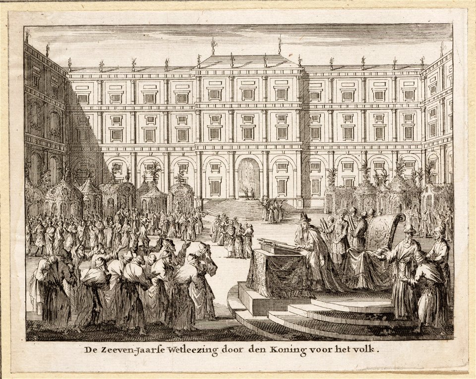 De zeeven-jaarse wetleezing door den koning voor het volk, objectnr A 19840
