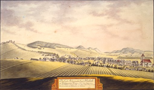 Die Graefl. Althansche Stadt Grulich im Koeniggraetzer Kreise Nord-Ost aufgenommen von Joann Venuto 16. Juny 1798