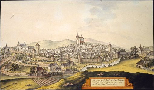 Die koenigl. Stadt Deutschbrod in Czaslauer Kreise von West-Süd gemahlt von Joann. Venuto 1812