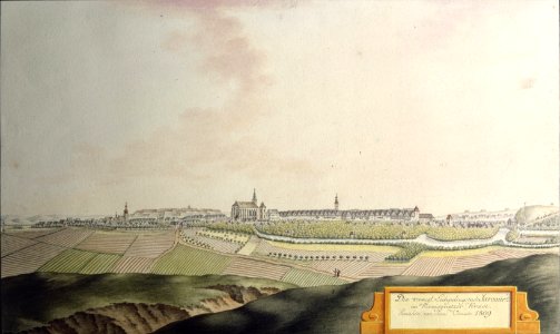 Die koenigl. Leibgedingstadt Jaromiřz im Koenigraetzer Kreise. Gemahlt von Joan Venuto 1809