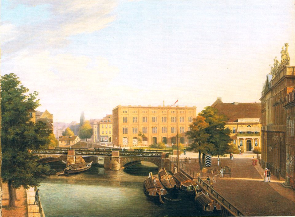 Die Königliche Bauschule mit der Schloßbrücke in Berlin-C76