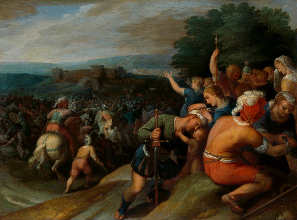 De Bataven sluiten de Romeinen bij Vetera in Rijksmuseum SK-A-425