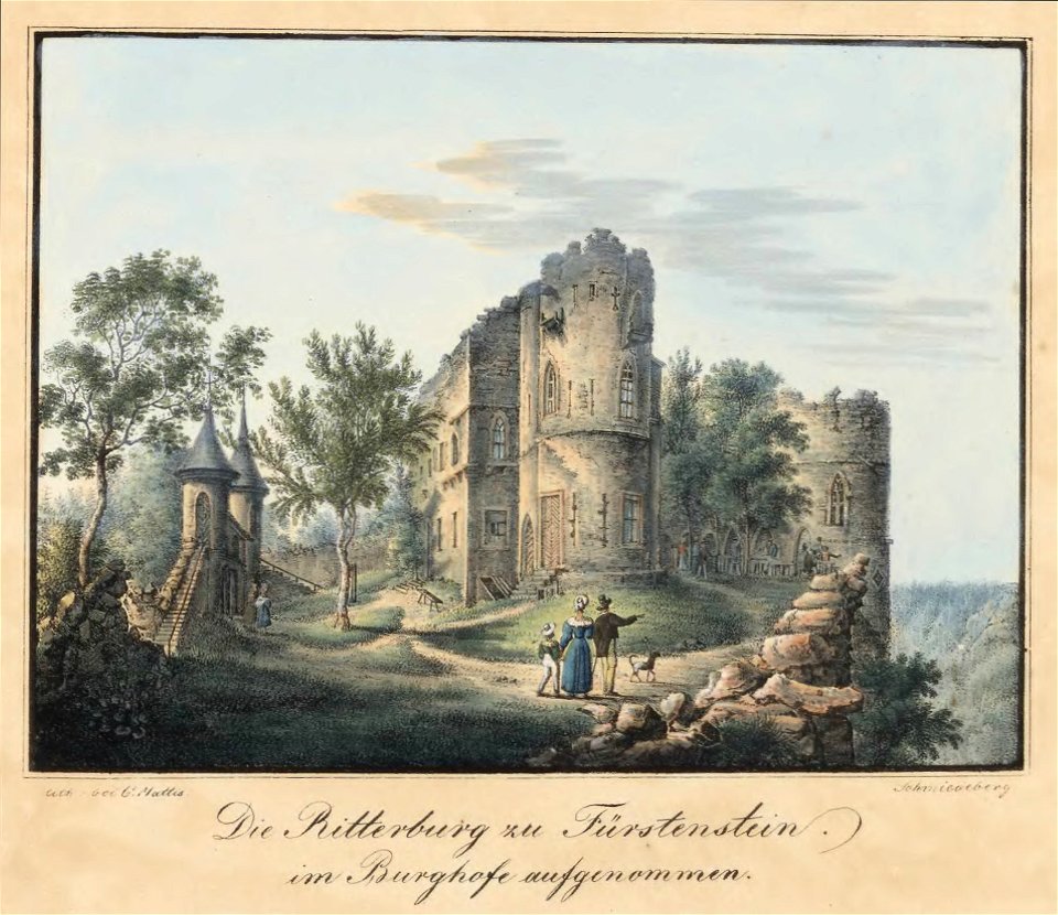 Die Ritterburg zu Fürstenstein im Burghofe aufgenommen Carl Theodor Mattis