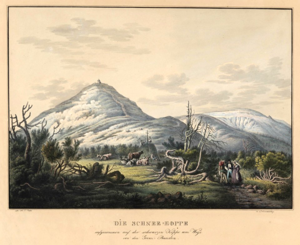 Die Schneekoppe aufgenommen auf der schwarzen Koppe am Wege von den GrenzBauden Carl Theodor Mattis
