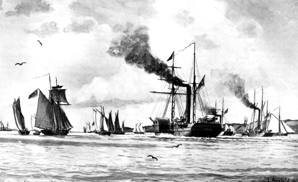 Die Schleswig-Holsteinische Flottille um 1850. Gemälde von Lüder Arenhold um 1905