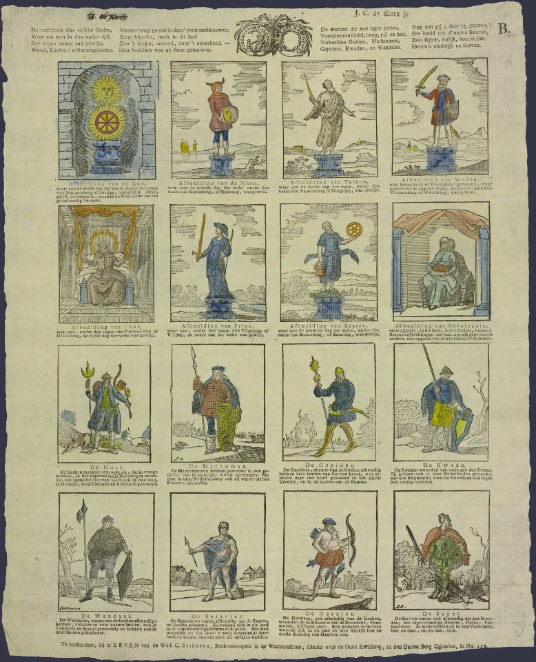 De beeldtenis dier valsche Goden, Waar aan men in den ouden tijd, Der dagen namen had gewijd, Wordt kindren! u hier aangeboden-Catchpenny print-SMC K 0126