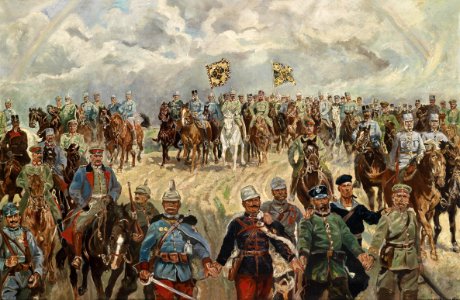 Die verbündeten Monarchen mit ihren Feldherren im 1. Weltkrieg