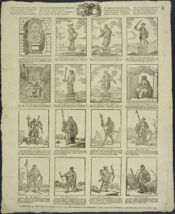 De beeldtenis dier valsche Goden, Waar aan men in den ouden tijd, Der dagen namen had gewijd, Wordt kindren! u hier aangeboden-Catchpenny print-Borms 0899