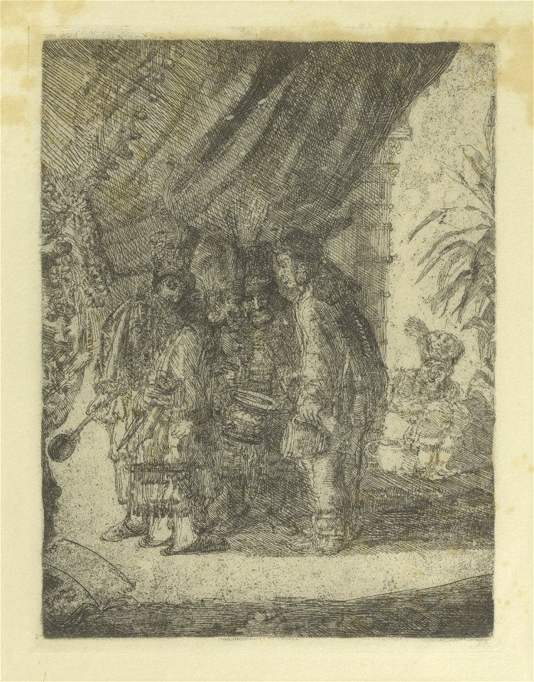 De beroemde Perzische geneesheren Iston, Pouffamatus, Cracozie en Transmouffe onderzoeken de stoelgang van koning Darius na de slag van Arabela, James Ensor, Mu.ZEE Oostende, SM001357b