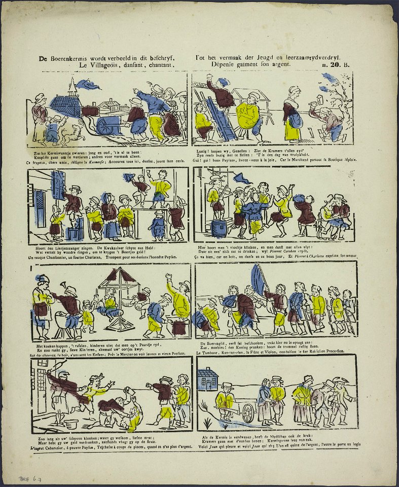 De boerenkermis wordt verbeeld in dit beschryf-Catchpenny print-Borms 0171