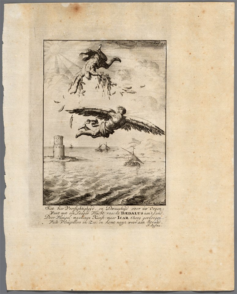 Deadalus en Icarus vliegen boven de zee, objectnr A 42095