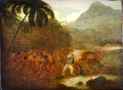 Death of Captain Cook, Alexander Turnbull Library. Free illustration for personal and commercial use.