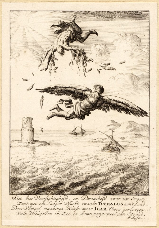 Deadalus en Icarus vliegen boven de zee, objectnr A 42129