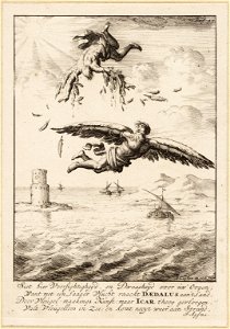 Deadalus en Icarus vliegen boven de zee, objectnr A 42129