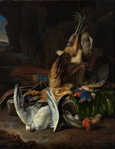 Dead Birds and Hunting Appurtenances by Melchior d'Hondecoeter. Free illustration for personal and commercial use.