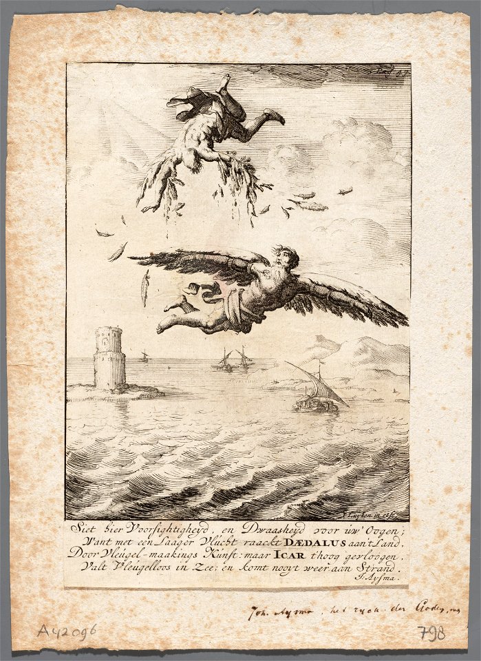 Deadalus en Icarus vliegen boven de zee, objectnr A 42096