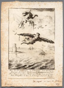 Deadalus en Icarus vliegen boven de zee, objectnr A 42096