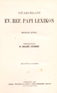 Debreczeni lelkészi tár (ev. ref. papi lexikon) sorozatjelzés