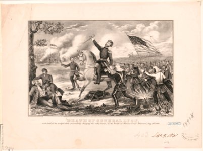 Death of General Lyon- At the head of his troops while successfully charging the rebel forces, at the Battle of Wilsons Creek, Missouri, Aug. 10th 1861 LCCN91793593