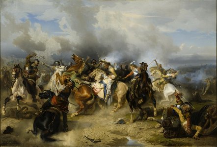 Death of King Gustav II Adolf of Sweden at the Battle of Lützen (Carl Wahlbom) - Nationalmuseum - 18031