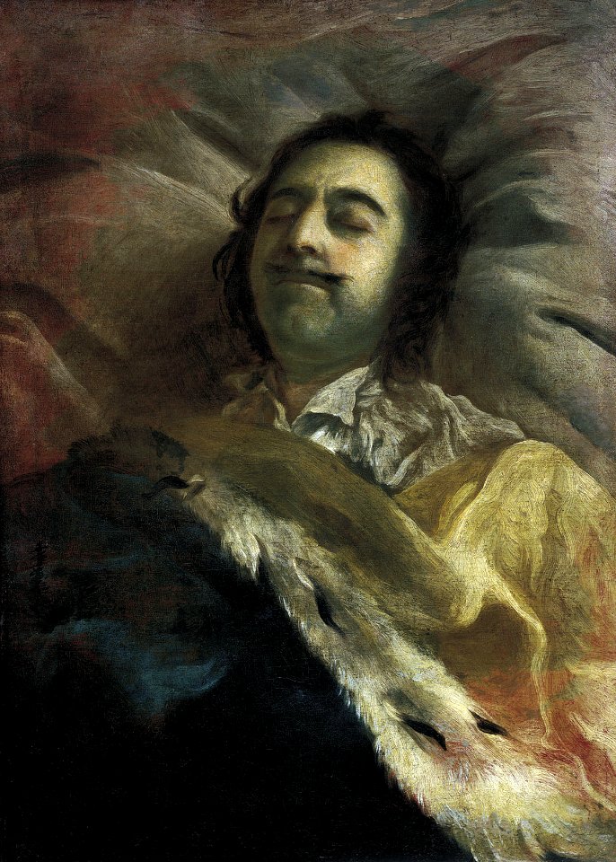 Deathbed portrait of Peter I by I.Nikitin (1725, Russian museum)