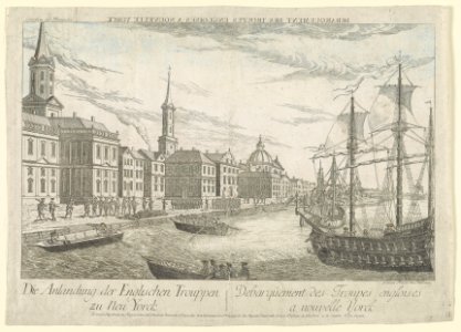 Debarquement des troupes Engloises a Nouvelle Yorck Die anländung der Englischen trouppen zu Neu Yorck - - gravé par Francois Xav. Habermann. LCCN2004670214