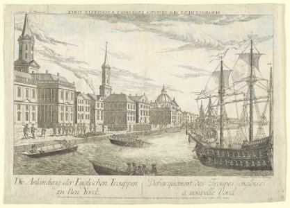 Debarquement des troupes Engloises a Nouvelle Yorck Die anländung der Englischen trouppen zu Neu Yorck - - gravé par Francois Xav. Habermann. LCCN2004670214