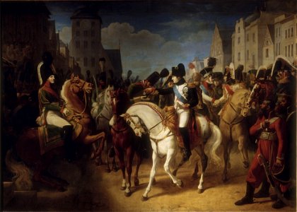 Debret - Napoléon décore à Tilsitt un soldat de l'armée russe de la croix de la Légion d'honneur (9 juillet 1807)