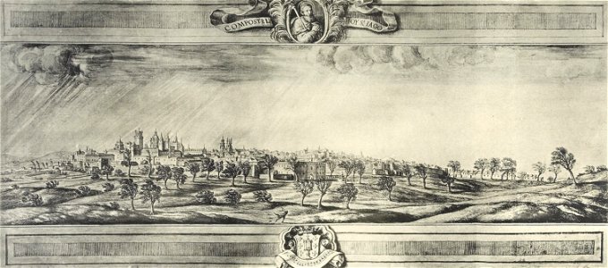 Debuxo de Compostela por Pier Maria Baldi (1669)