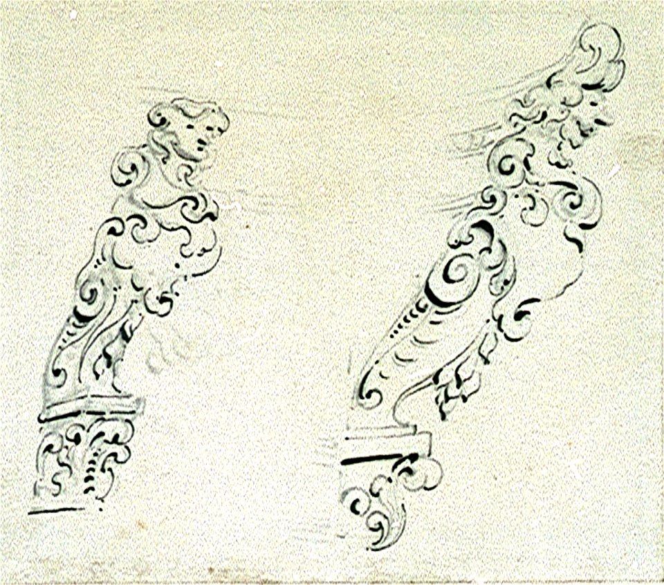 Decorated terms (mullions) on the stern of a Dutch ship RMG PW6658