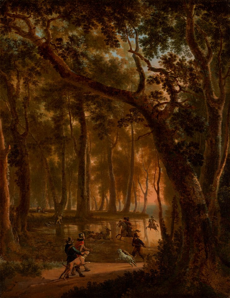 Deer Hunt in a Forest by Jan Hackaert Mauritshuis 1039