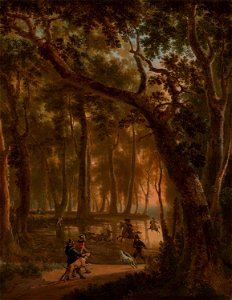 Deer Hunt in a Forest by Jan Hackaert Mauritshuis 1039
