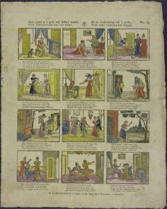Dees prent is 't geld wel dubbel waard, Waar Asschepoester van den haard, En in verdrukking van 't gezin, Toch werd verheven tot Vorstin-Catchpenny print-Borms 0527