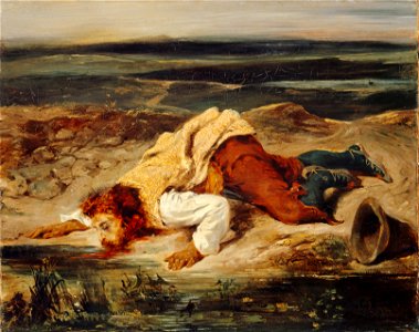 Eugène Delacroix - Brigand blessé (ca. 1825). Free illustration for personal and commercial use.
