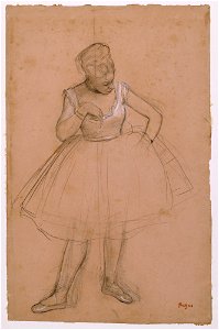 Degas - Ballet Dancer Adjusting her Costume, 1872 or 1873, 65.145. Free illustration for personal and commercial use.