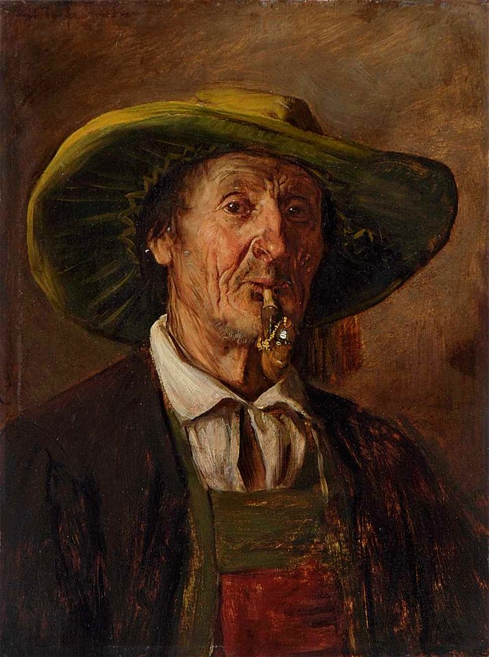 Defregger Bauer mit großem Hut