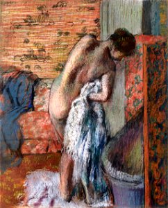 Degas - After the Bath, circa 1882-1885. Free illustration for personal and commercial use.