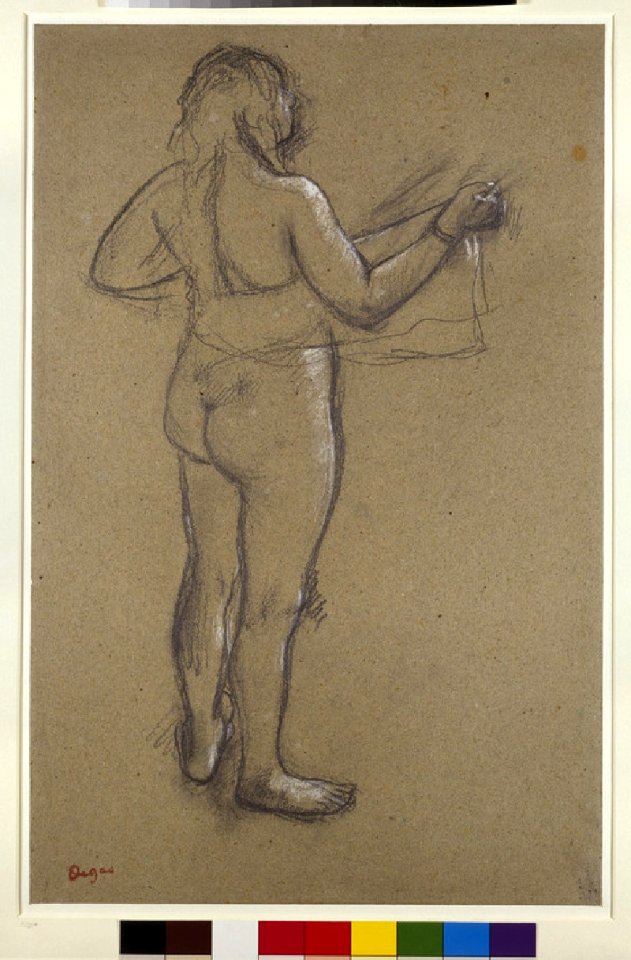 Degas - A nude woman drying herself with a towel, seen from behind, WA1942.102