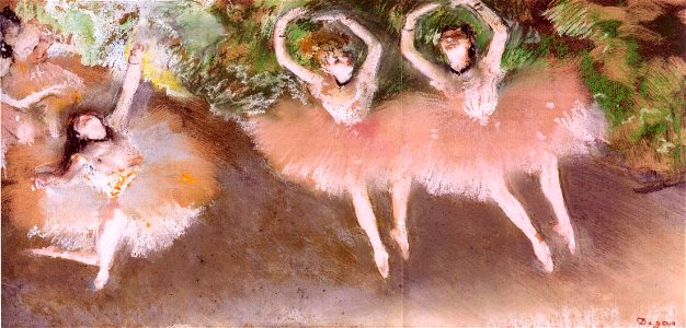 Degas - Ballet Scene, circa 1879. Free illustration for personal and commercial use.
