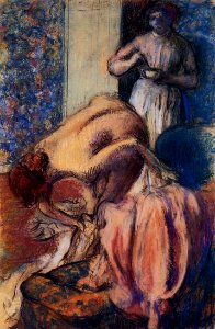 Degas - Breakfast after Bathing, circa 1894. Free illustration for personal and commercial use.