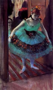 Degas - Dancer Leaving Her Dressing Room, circa 1879. Free illustration for personal and commercial use.