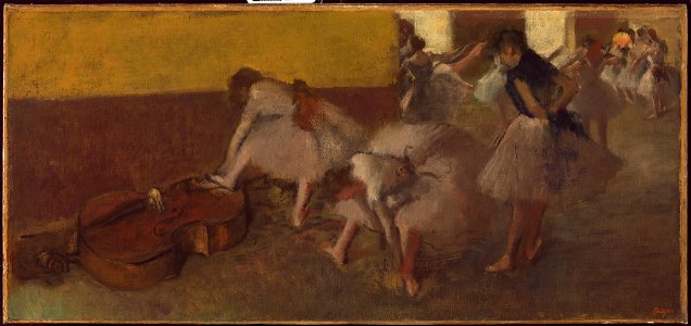 Degas - Dancers in the Green Room, ca. 1879, 21.5. Free illustration for personal and commercial use.