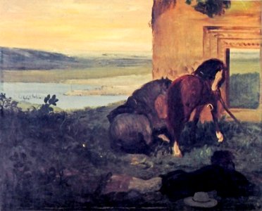 Degas - Horses and Horsemen at Rest in a Landscape, 1857-1858