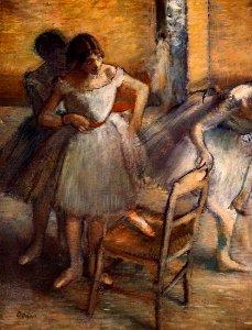 Degas - Dancers, circa 1895-1900. Free illustration for personal and commercial use.