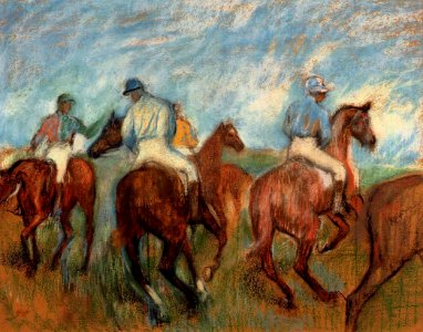 Degas - Jockeys, circa 1885-1900. Free illustration for personal and commercial use.