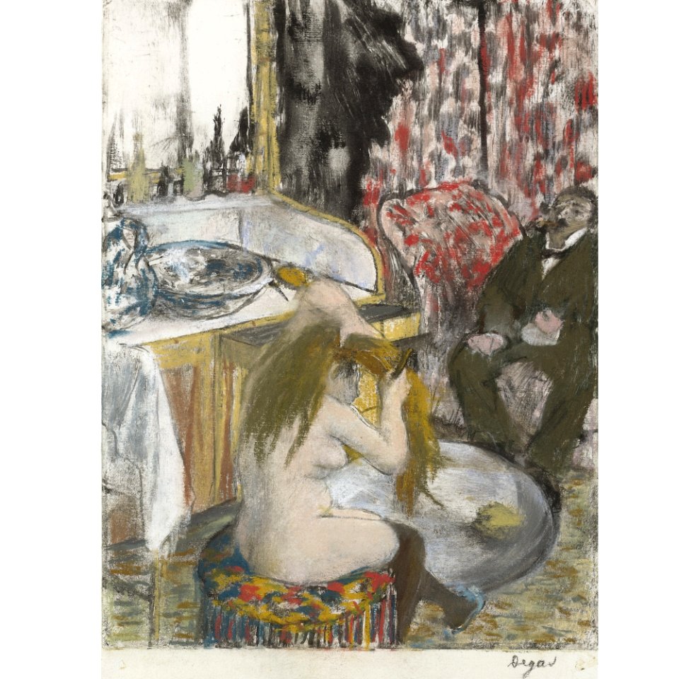 Degas - FEMME NUE SE COIFFANT, circa 1877-79, L 456
